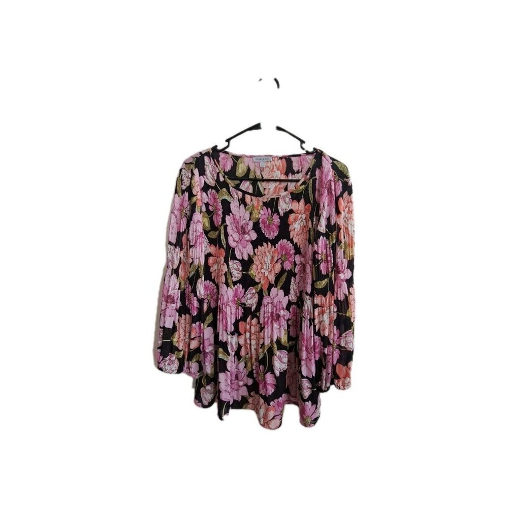 Floral & Ivy Women's XL Floral Long Sleeve Tunic Multicolor Peated Boho Fairy